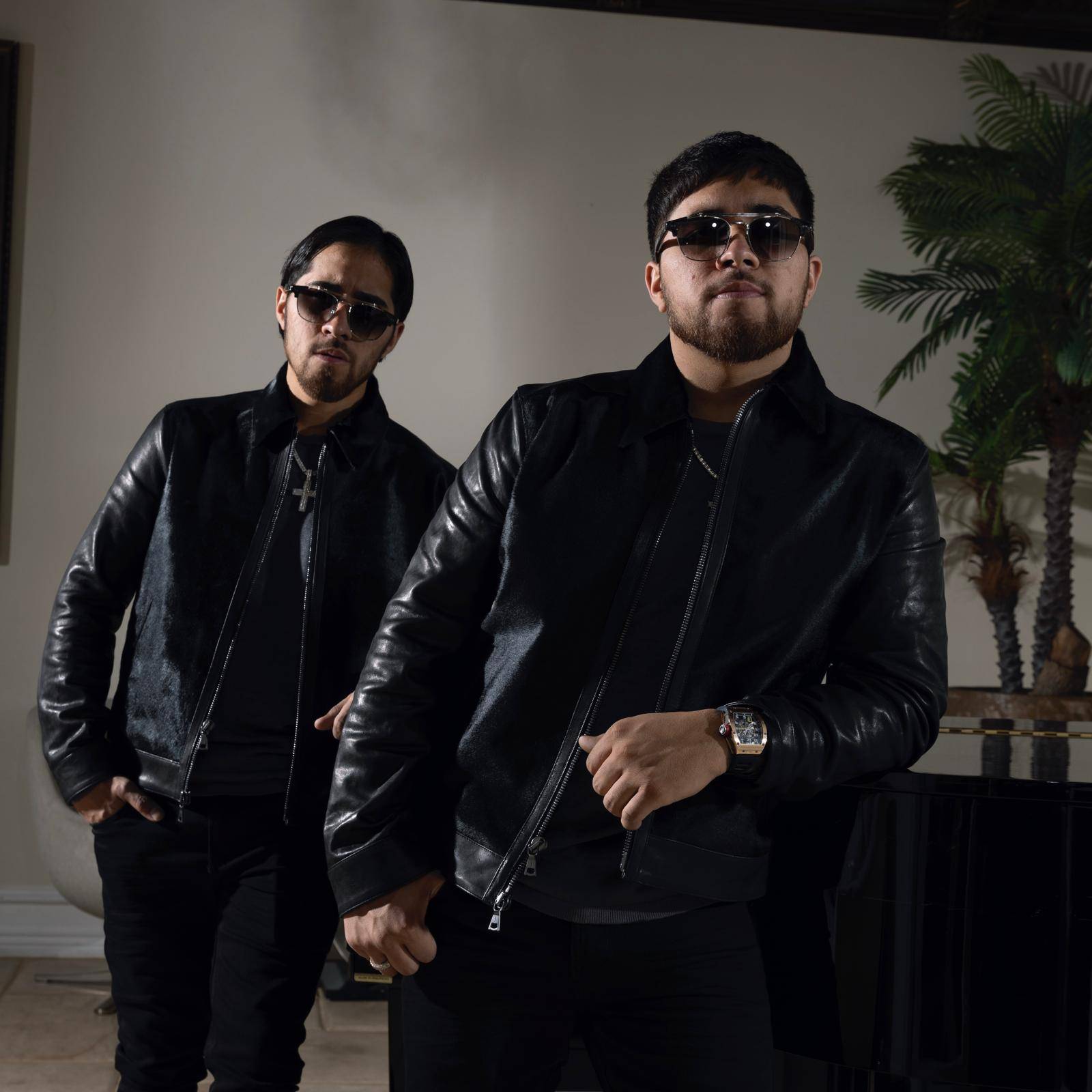 Robert-y-Juan wearing leather jackets