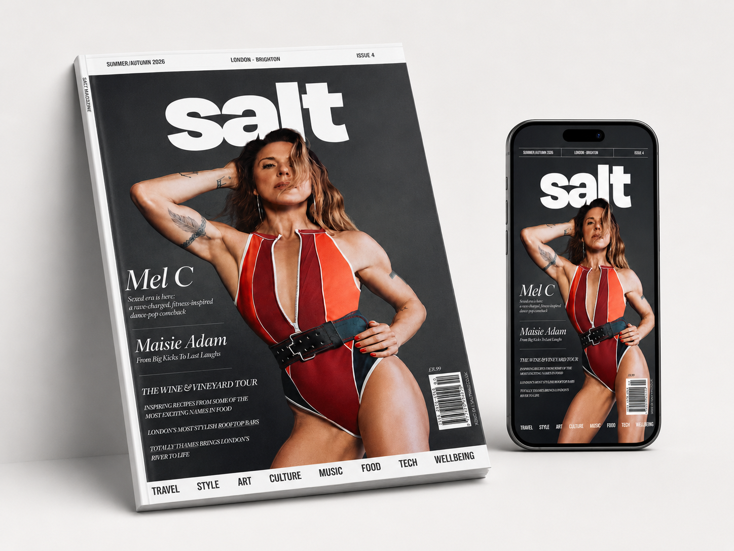 SALT Magazine print + digital annual bundle — four editions with Mel C cover on top