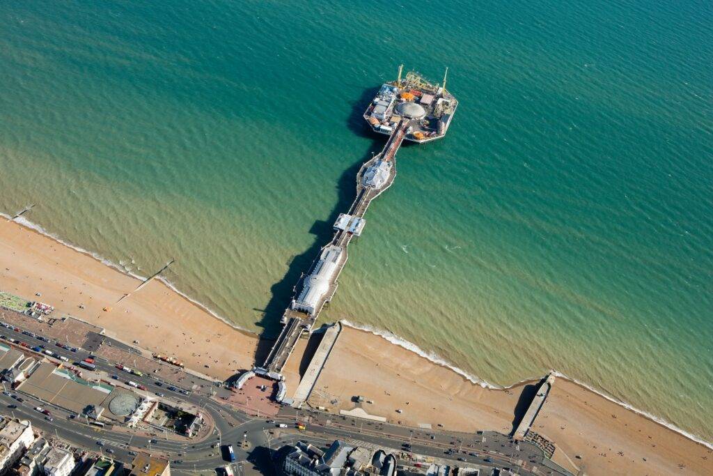 Aerial view of Brighton coast